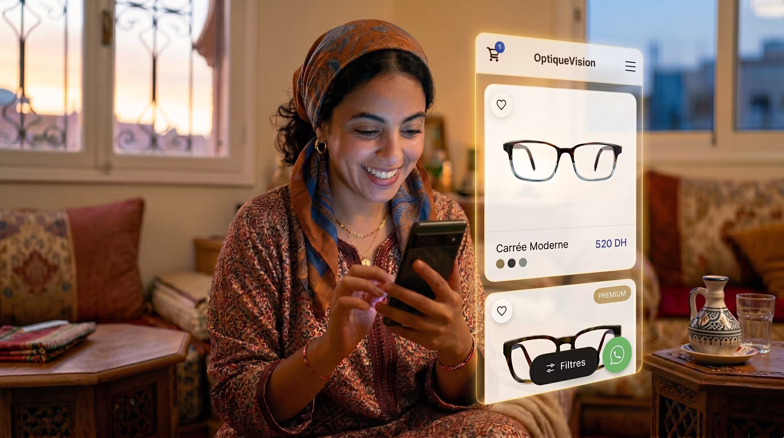 Vitrine d'opticien avant et après la transformation digitale