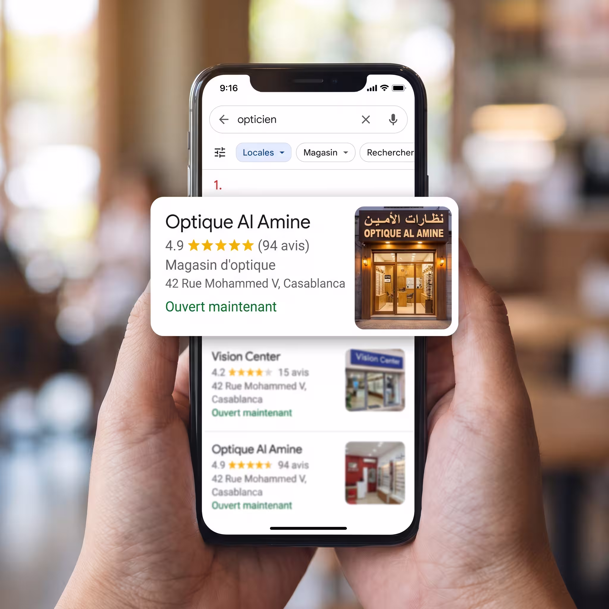 Classement Google Maps pour un opticien — position #1